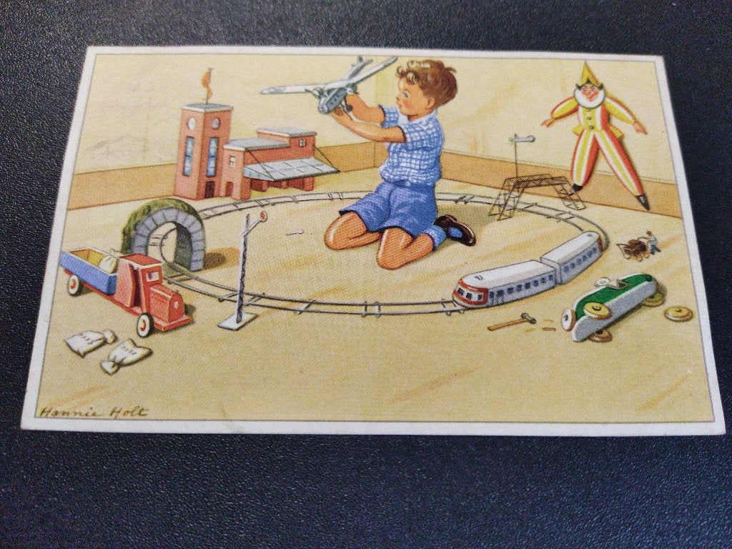 Vintage ansichtkaart spelend kind Hannie Holt, Ophalen of Verzenden, 1920 tot 1940, Gelopen, Kinderen