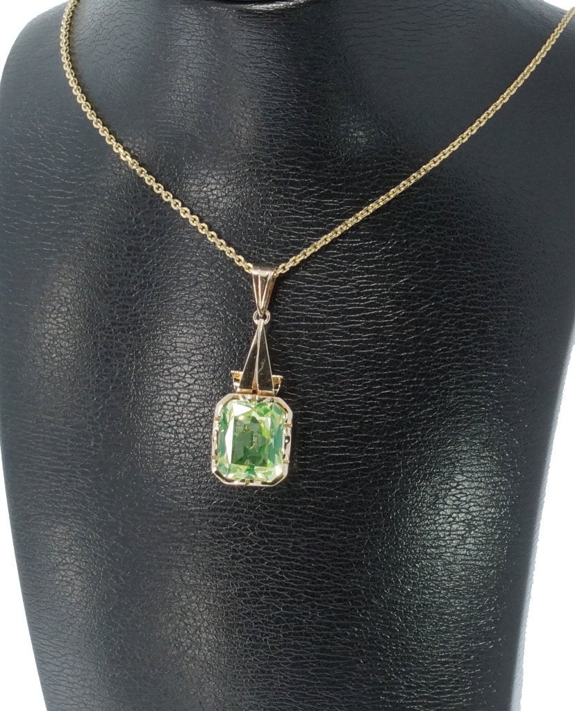 Spinel 14k gouden ketting hanger vintage dames retro, Voordeelsieraden, Verzenden, Zo goed als nieuw, Met edelsteen