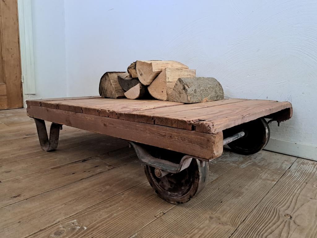 Oude Houten Transportkar Fabriekskar, Antiek en Kunst, Curiosa en Brocante, Ophalen