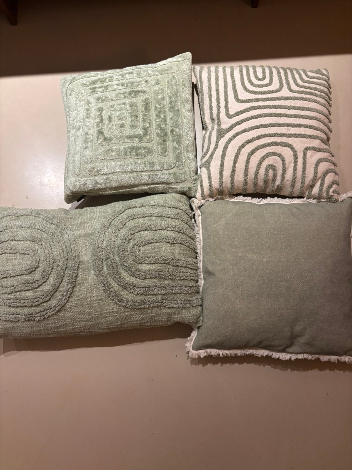 Sierkussens sage green groen, Ophalen, Zo goed als nieuw, Groen, Vierkant