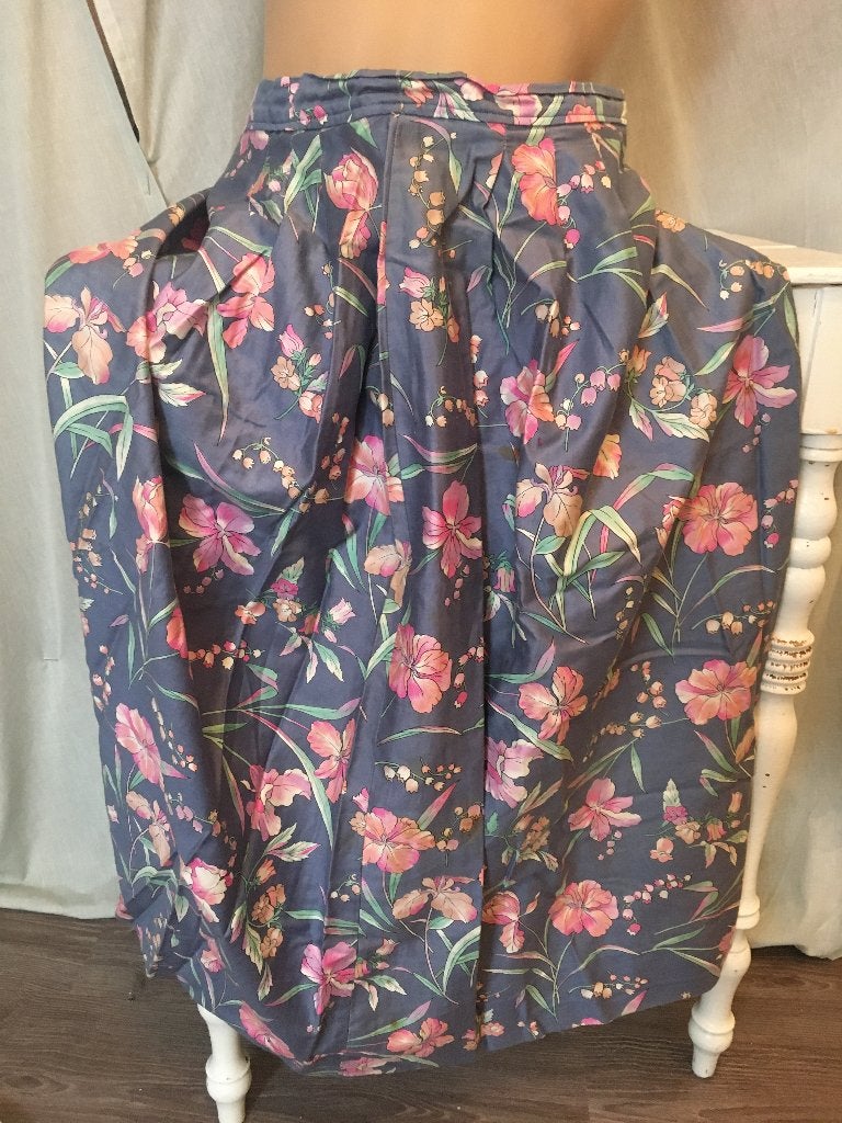 Vintage retro taille unieke grafische rok boho bloemen 38 36, Blauw, Ophalen of Verzenden, Zo goed als nieuw, Vintage