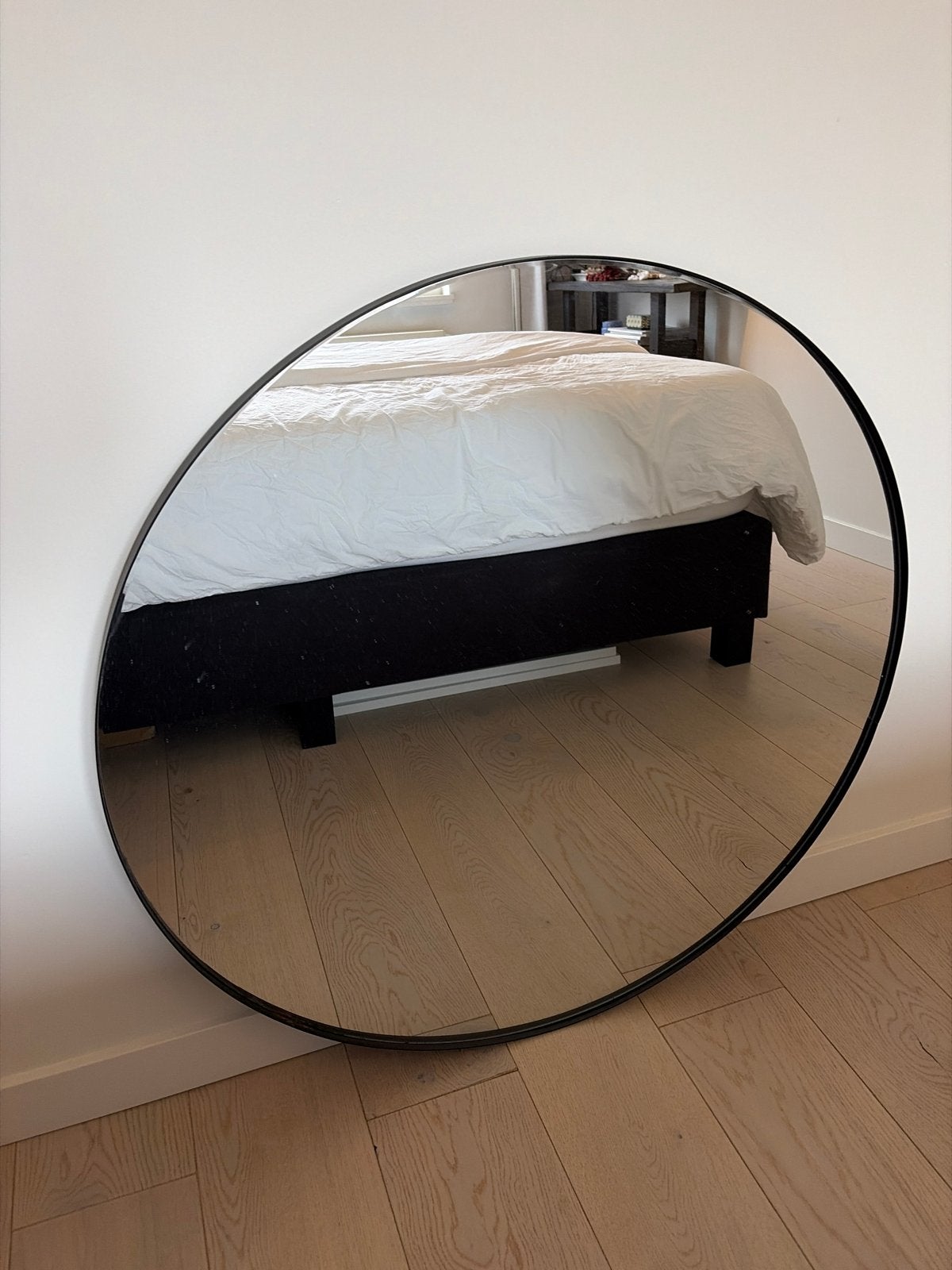 Grote ronde spiegel Zara Home, zwart stalen rand 90x90cm, Huis en Inrichting, Ophalen, Gebruikt, Rond, 75 tot 100 cm