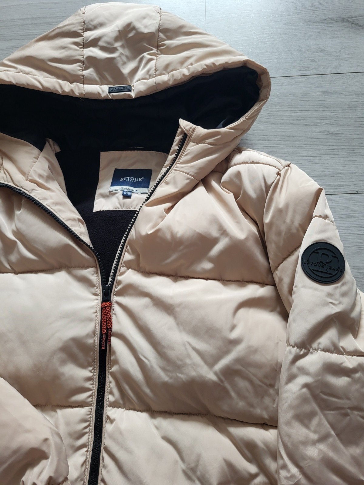 Retour Jeans gewatteerde jas beige 182 188, Meisje, Ophalen of Verzenden, Zo goed als nieuw, Retour Jeans