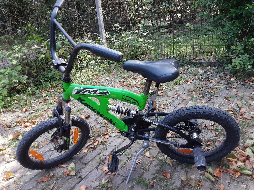 Kawasaki crossfiets 16 inch, Ophalen, Staal, Voetsteunen, 16 tot 20 inch