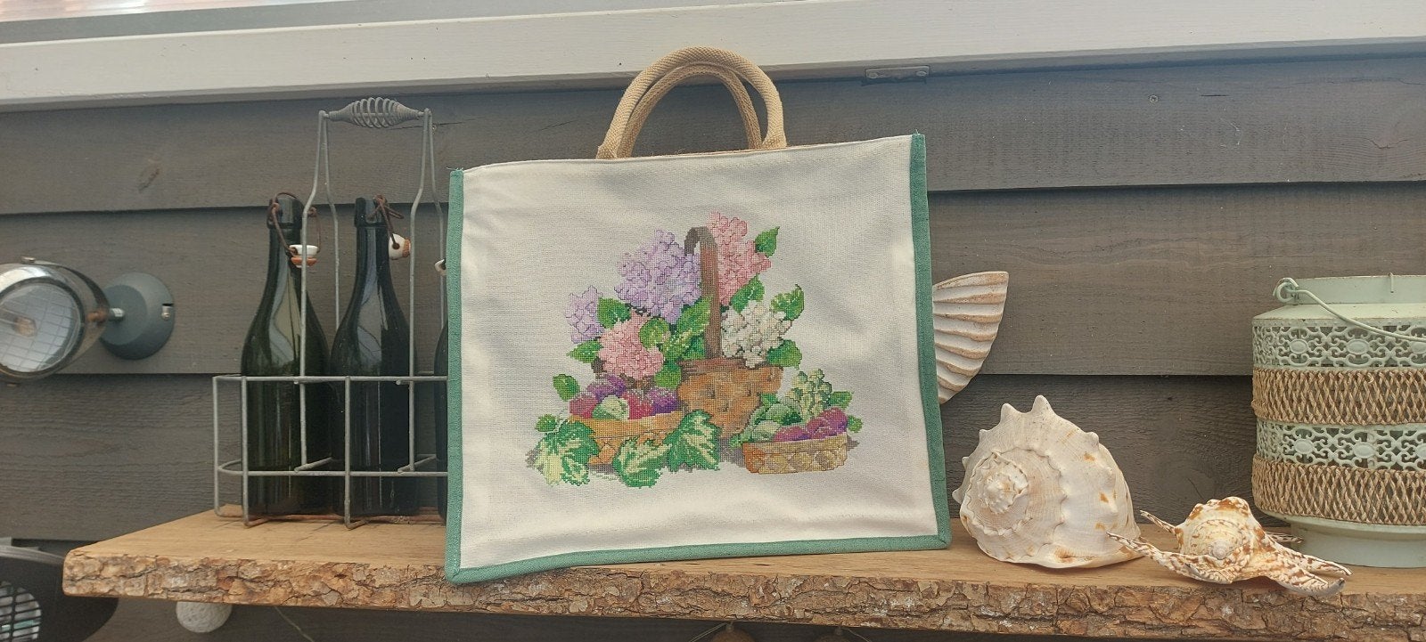 Shopper bekleed met borduurwerk, Ophalen of Verzenden