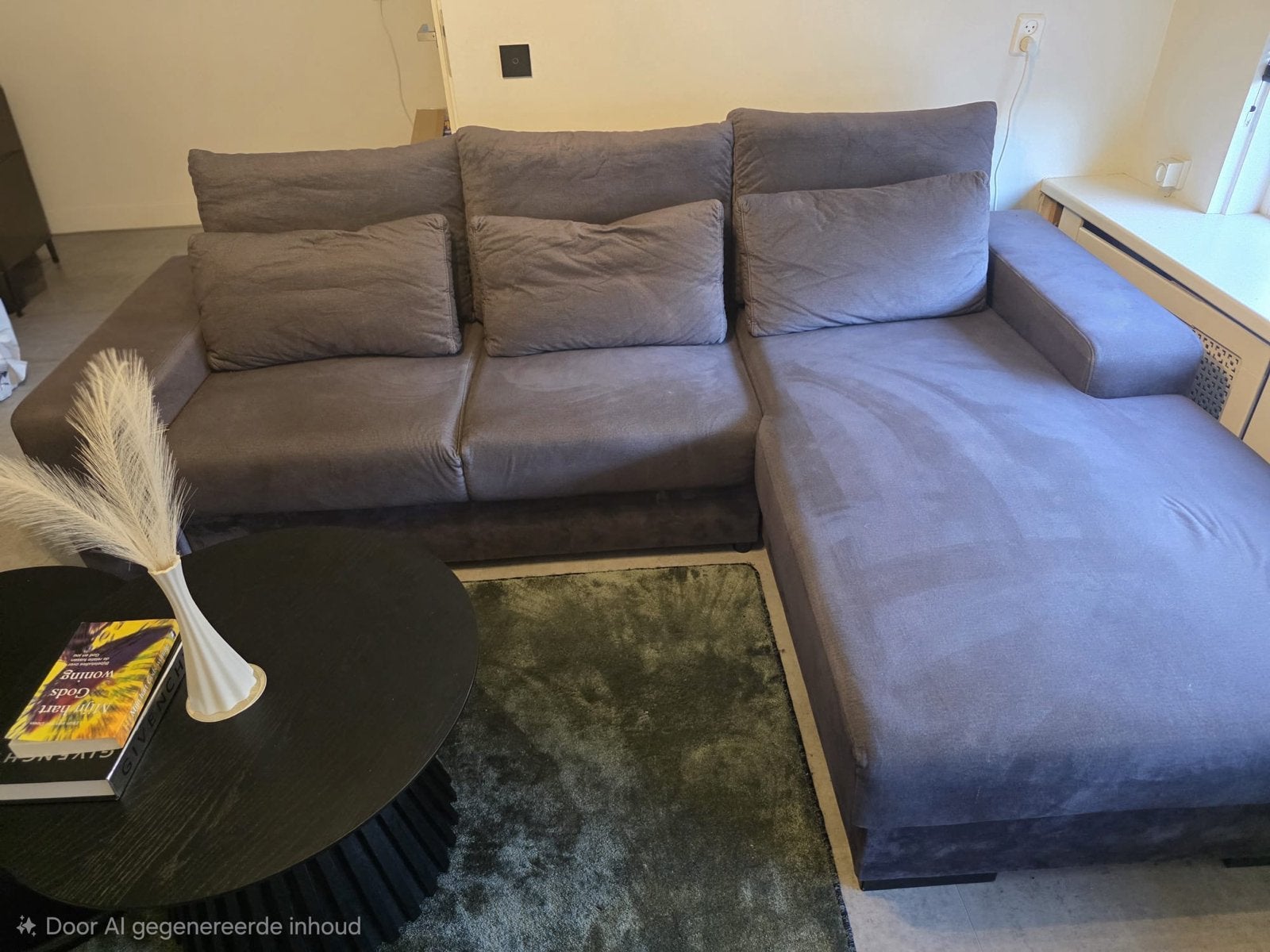 Spoed Comfortabele Hoekbank met Longchair - Grijs Stof, Huis en Inrichting, Banken | Bankstellen, Gebruikt, Hoekbank, Vierpersoons of meer