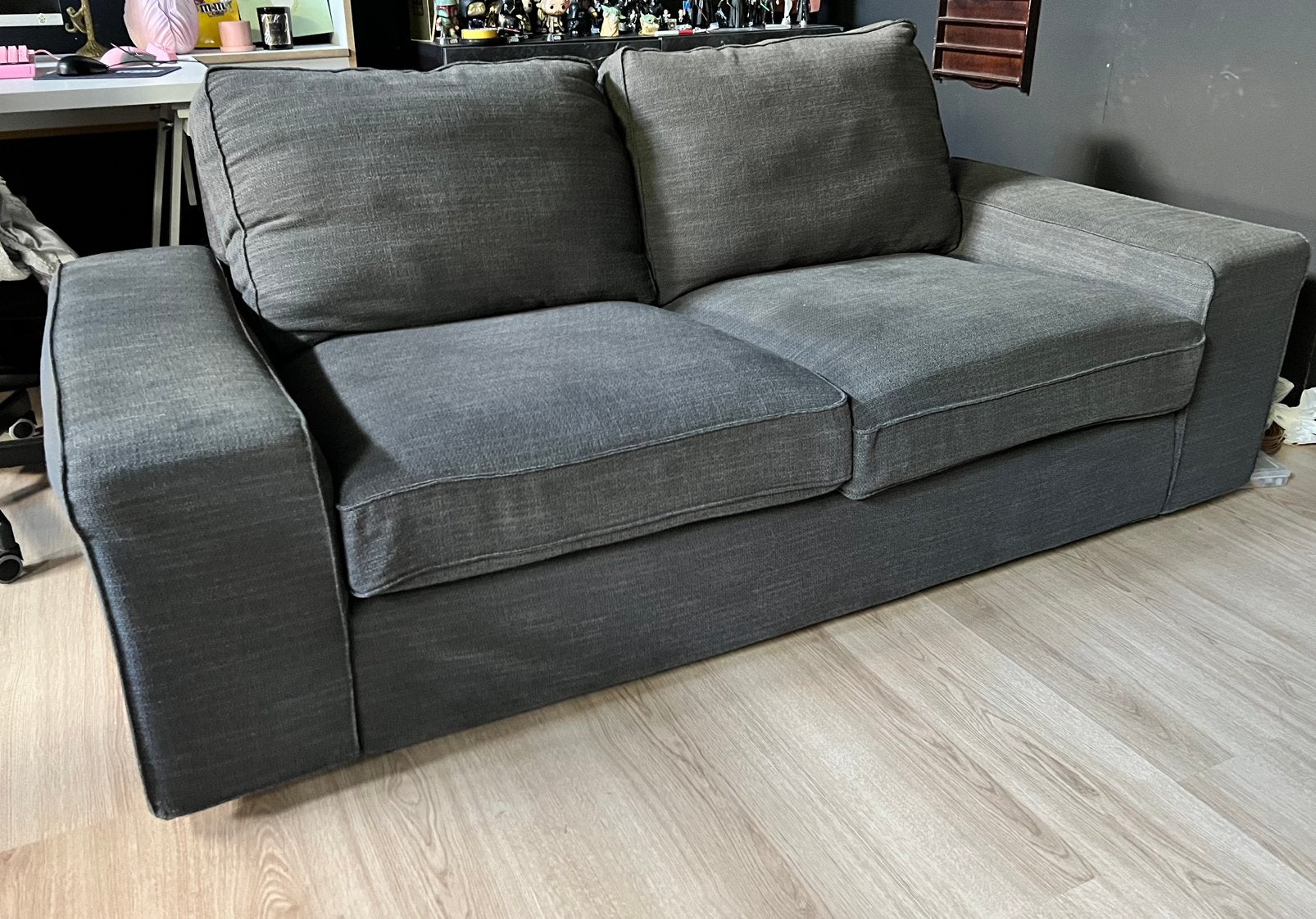 Tweezits bank antraciet, Ophalen, Gebruikt, 150 tot 200 cm, Tweepersoons