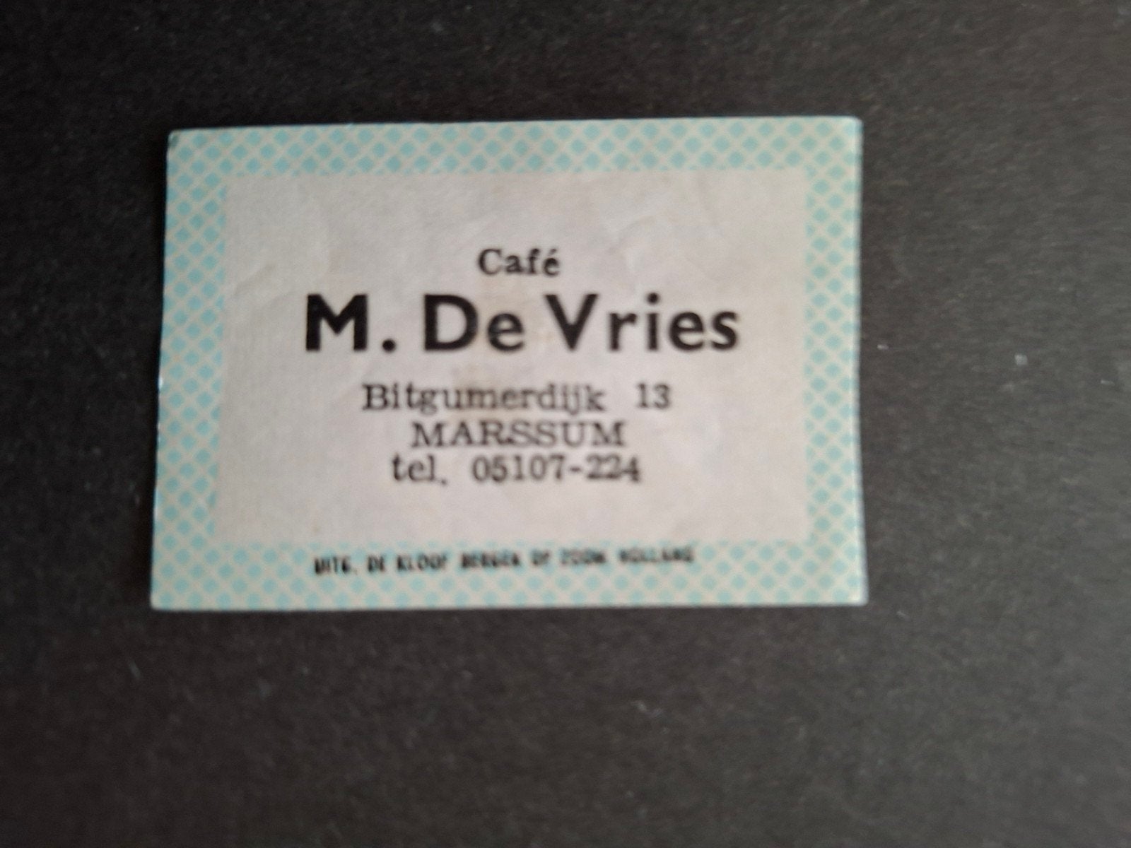 Luciferetiket Marssum café M. de Vries, Verzenden, Gebruikt, Luciferdoosjes of -merken