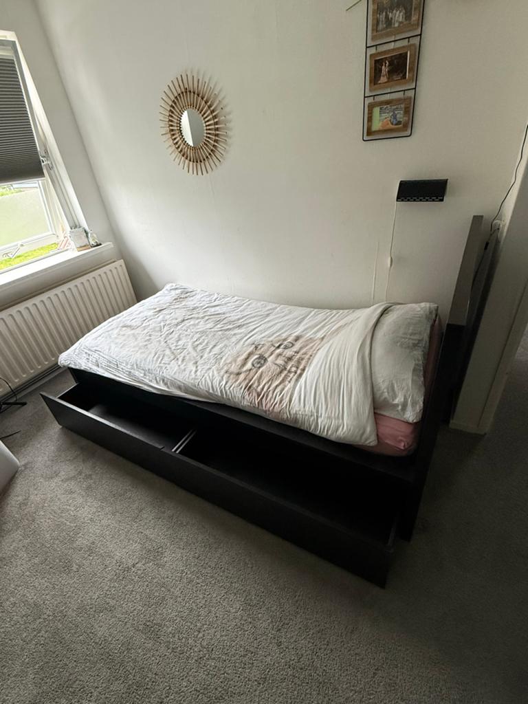 IKEA Malm eenpersoonsbed met lade, Ophalen, Gebruikt, 90 cm, Eenpersoons