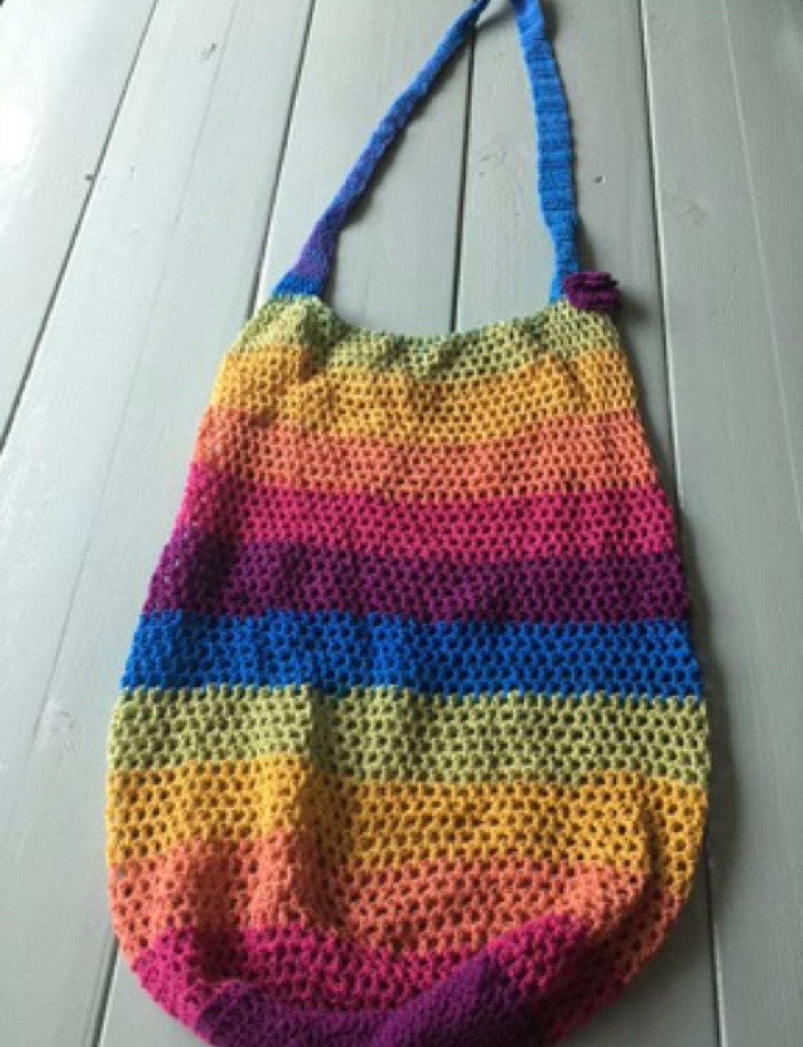 Grote Gehaakte Regenboog Tas - Liefde & Vrijheid, Ophalen of Verzenden, Nieuw, Overige kleuren, Shopper