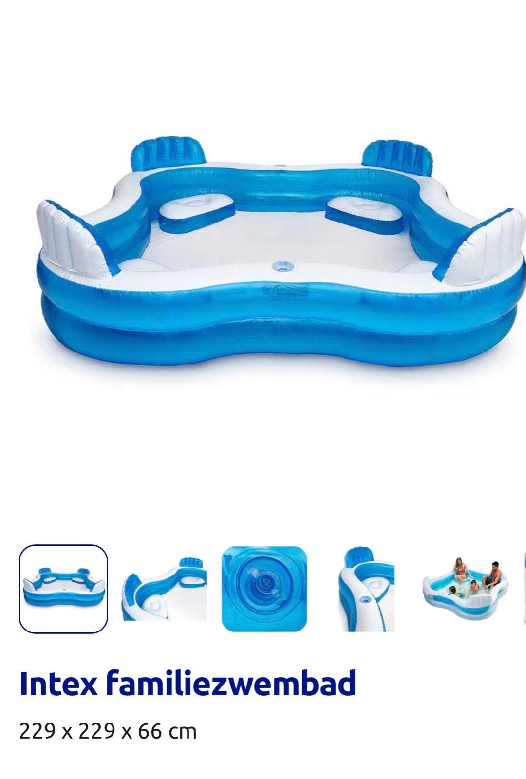 Intex Familiezwembad 229x229x66 cm - Opblaasbaar, Ophalen, Opblaaszwembad, Vierkant, Zo goed als nieuw