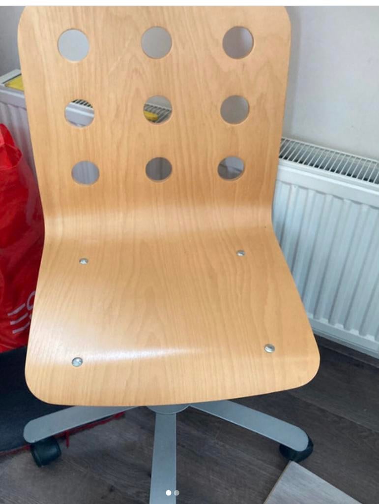 Houten bureaustoel, Huis en Inrichting, Bureaustoelen, Ophalen, Gebruikt, Beige, Bureaustoel
