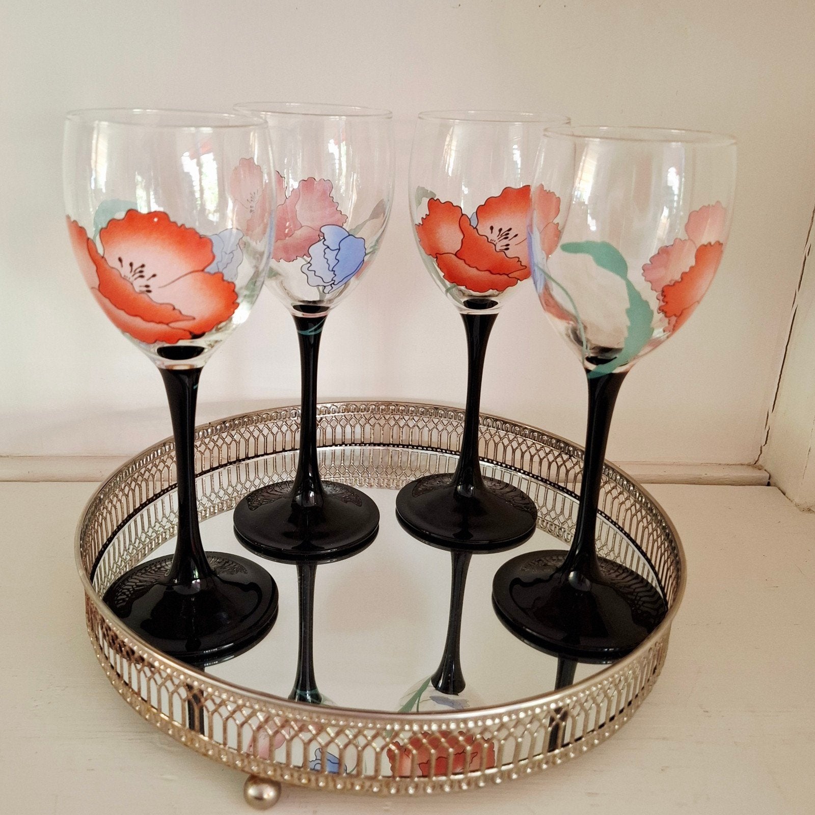 Luminarc France, 4 vintage/retro wijnglazen, Antiek en Kunst, Antiek | Glas en Kristal, Ophalen of Verzenden