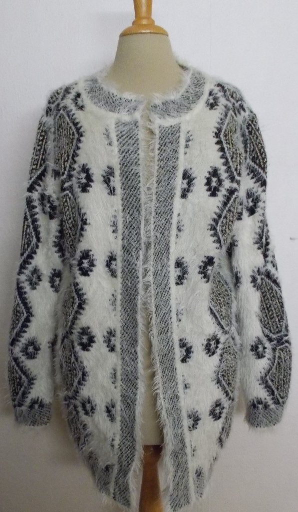 Boho lekker zacht en warm beige/zwart print vest! L/XL, Kleding | Dames, Verzenden, Zo goed als nieuw, Maat 42/44 (L), Beige