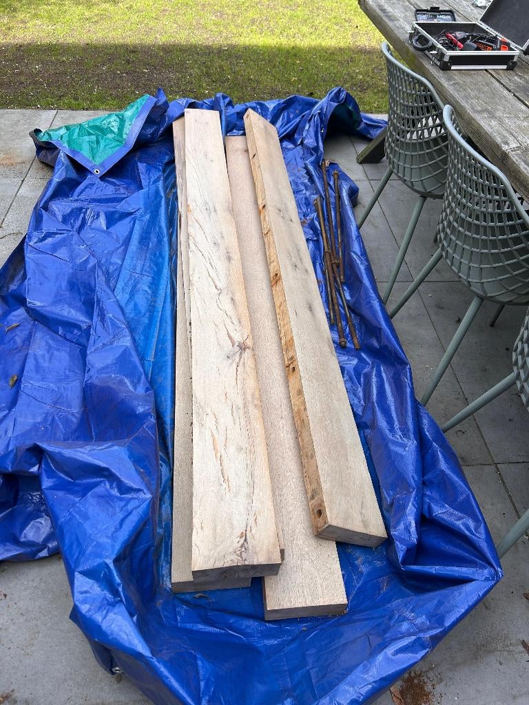 Eiken houten balken 260*19*6,5, Doe-het-zelf en Verbouw, Ophalen, Gebruikt, Eiken, 250 tot 300 cm