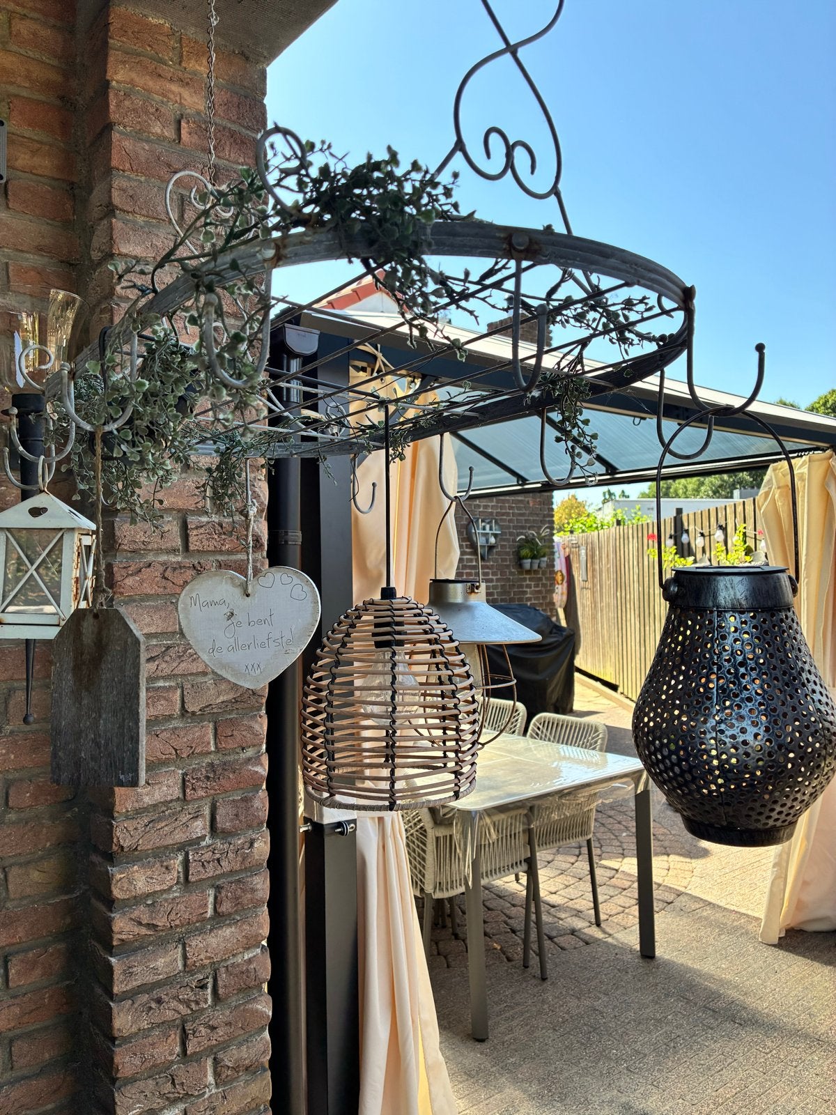 Brocante Zinken Hanger met 12 Haken, Ophalen