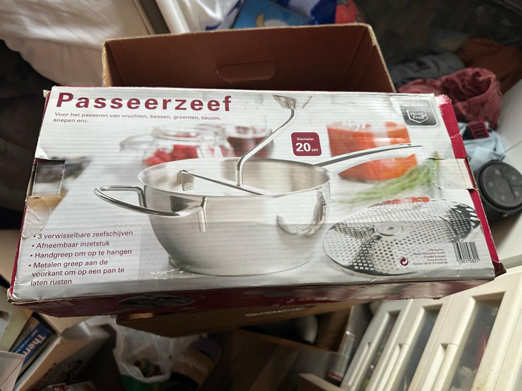 Passeerzeef - Roestvrij staal - 20 cm diameter, Ophalen, Overige typen, Metaal, Nieuw