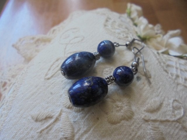 Oorbellen Lapis Lazuli met   Bohemie/edelstenen, Overige materialen, Hangers, Blauw, Nieuw