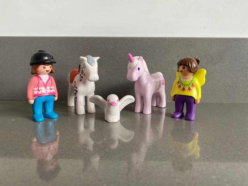 Playmobil 1.2.3. paard en eenhoorn, Complete set, 1.2.3, Ophalen of Verzenden, Zo goed als nieuw