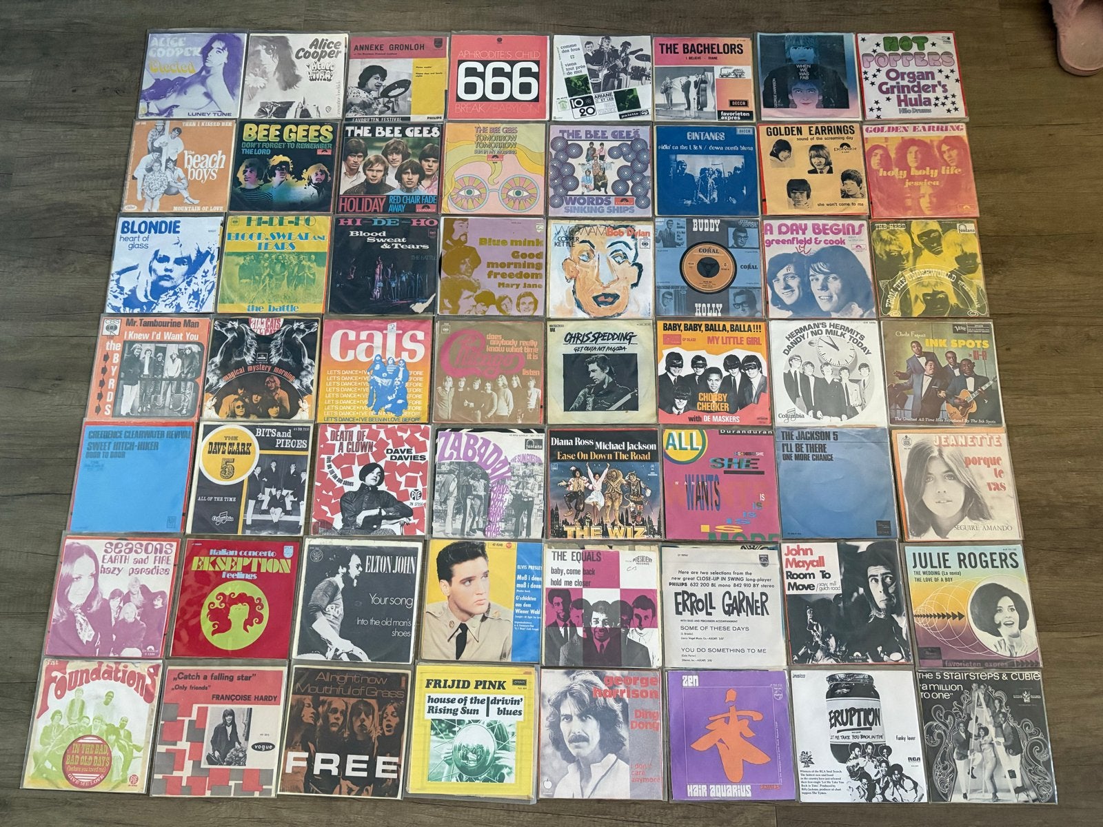 Partij POP/ROCK vinyl singles (56 st-zelf geprinte fotohoes), Gebruikt, 7 inch, Ophalen of Verzenden, Pop
