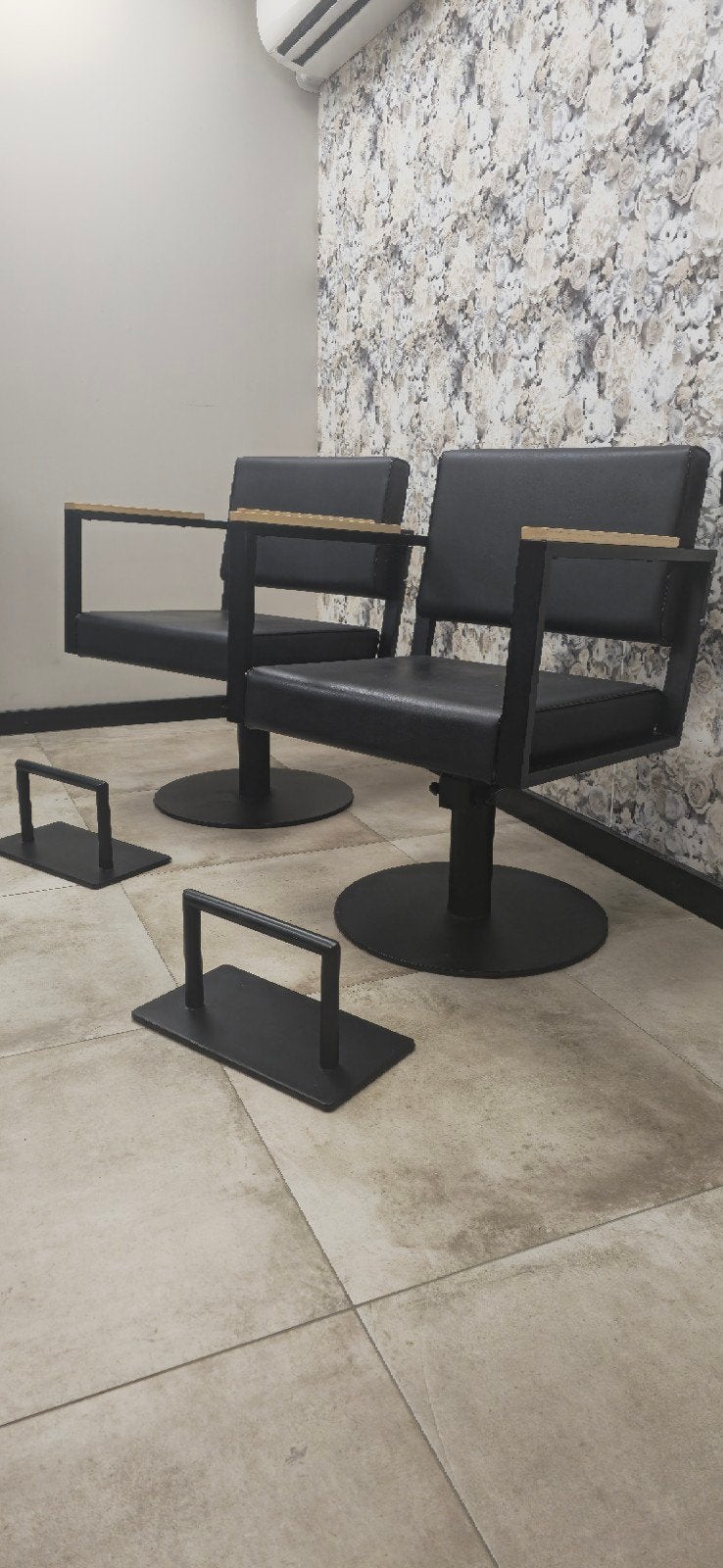 Kappersinventaris,  Kappersstoelen, Ophalen, Twee, Industrieel, modern, Zwart