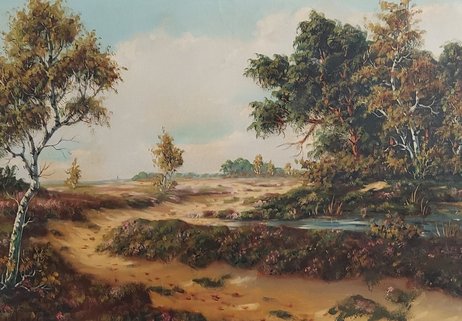 landschap door van Andel - olieverf op doek, Ophalen, Nederlandse school, Doek, Gesigneerd