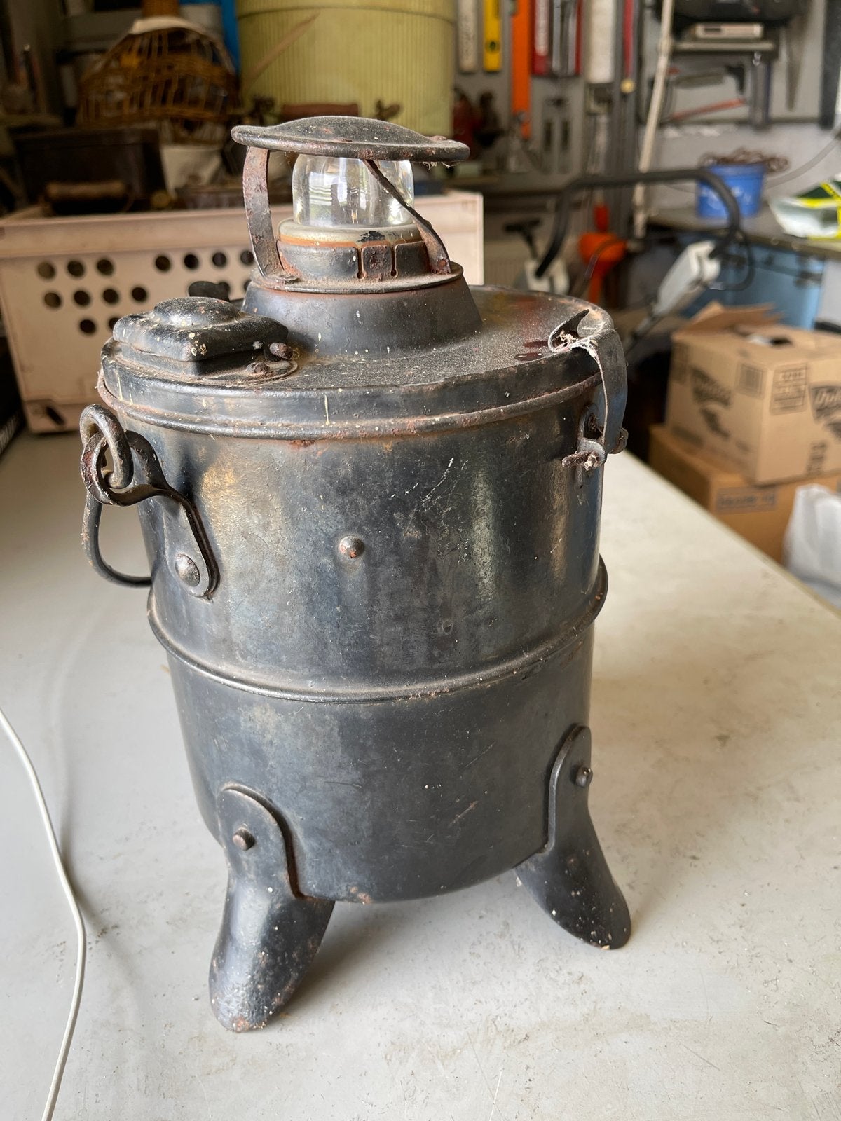 Vintage industriële lantaarn, Antiek en Kunst, Antiek | Lampen, Ophalen of Verzenden