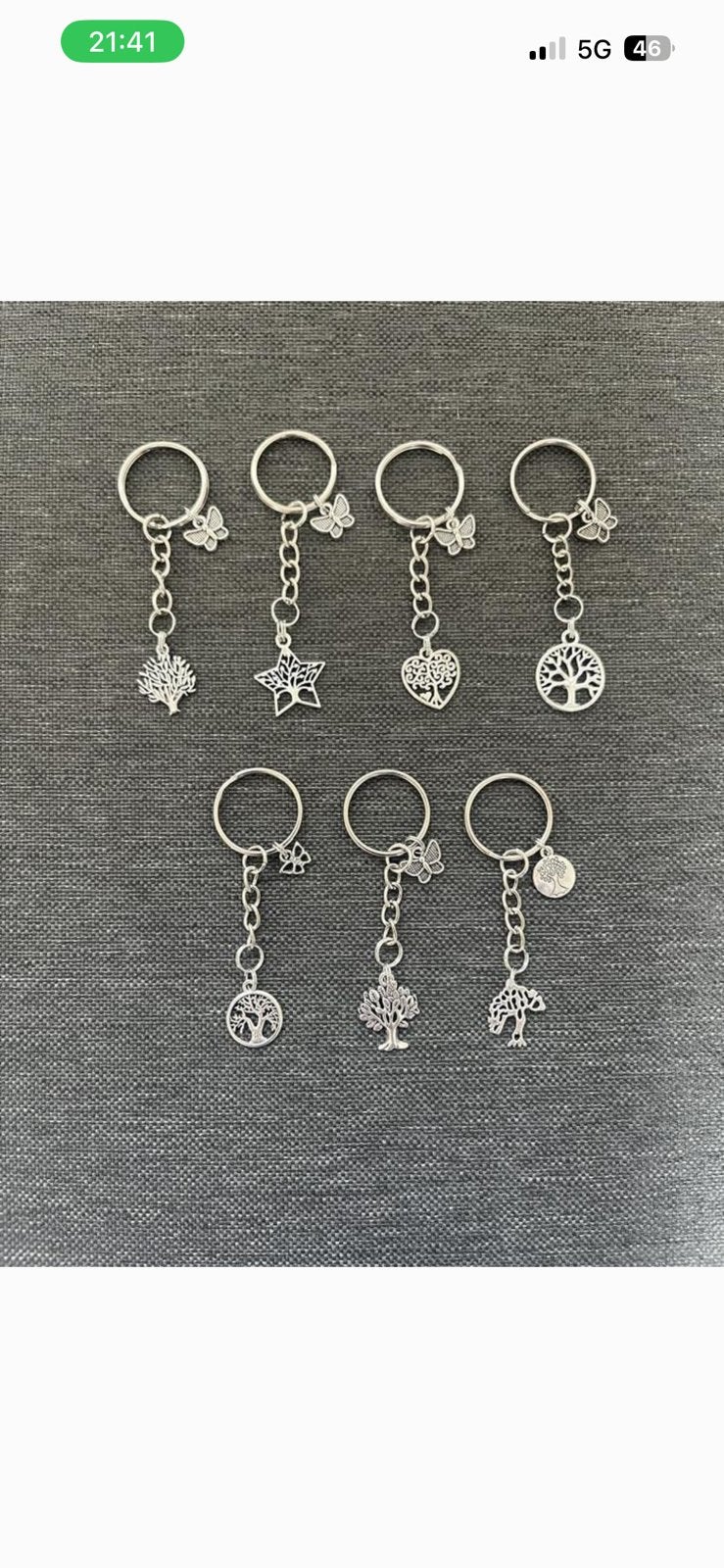 Sleutelhanger levensboom boom met vlinder zilverkleur, Ophalen of Verzenden, Nieuw, Dier of Natuur