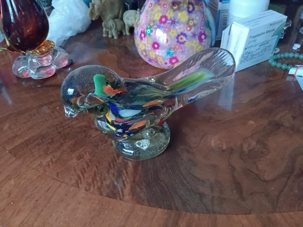 Glazen vogel sculptuur, Murano stijl, kleurrijk, Antiek en Kunst, Ophalen of Verzenden