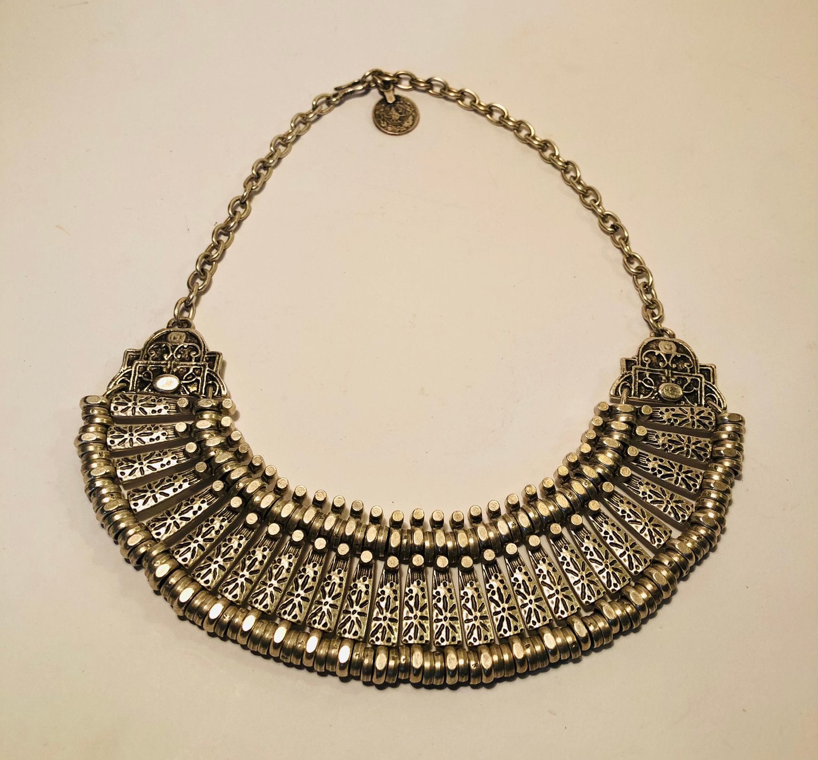 Prachtige zilverkleurige ketting, boho stijl, oriëntaals, Ophalen of Verzenden, Zilver, Overige materialen