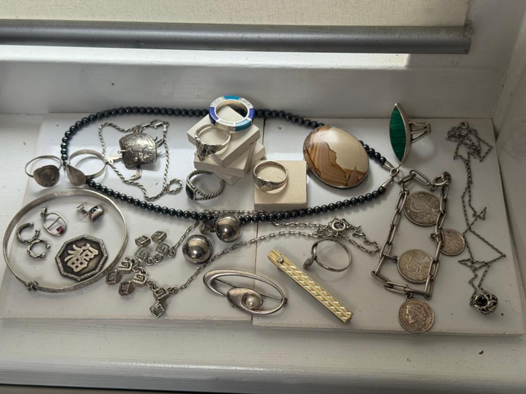 Lot zilveren sieraden., Antiek en Kunst, Ophalen of Verzenden, Zilver