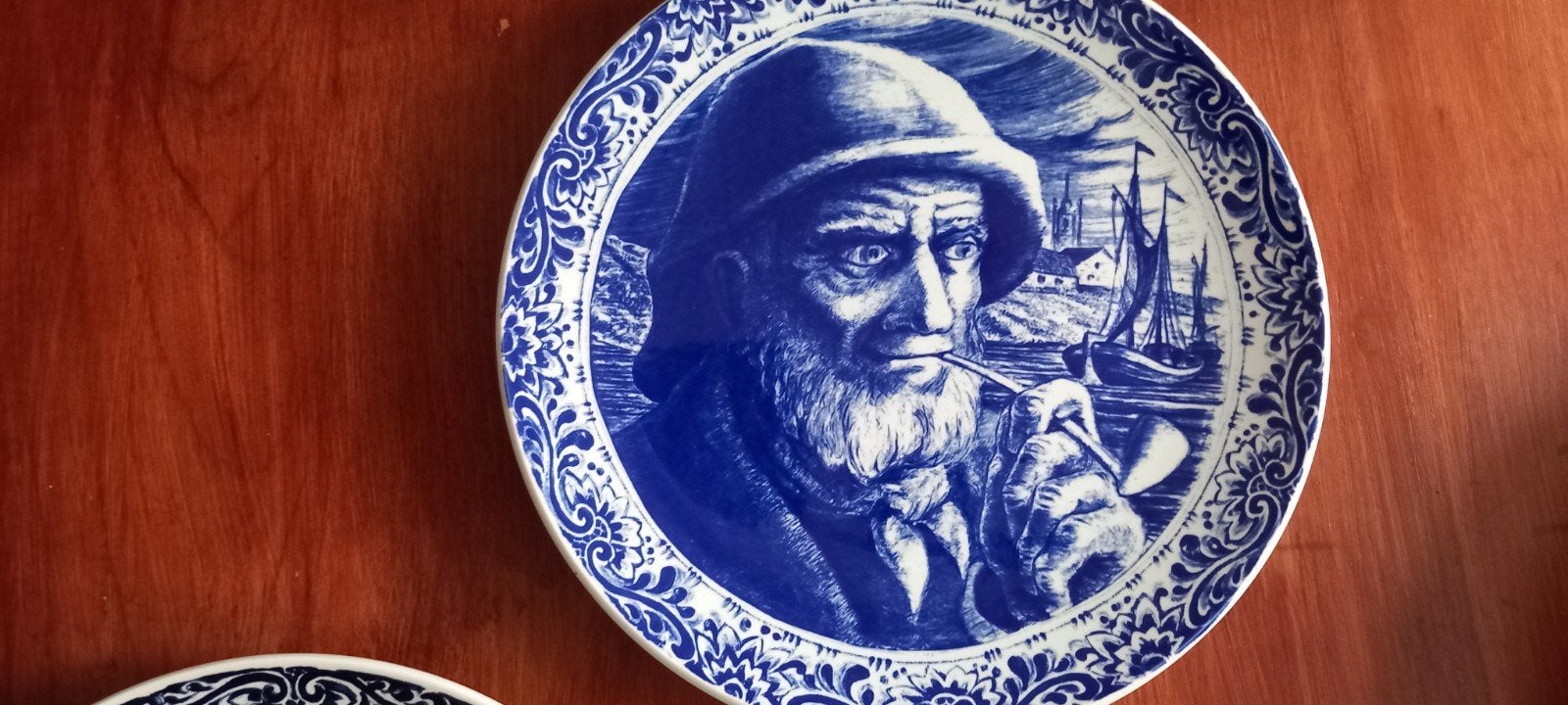 Vintage Boch Delfts Blauw wandbord visser, Antiek en Kunst, Ophalen of Verzenden