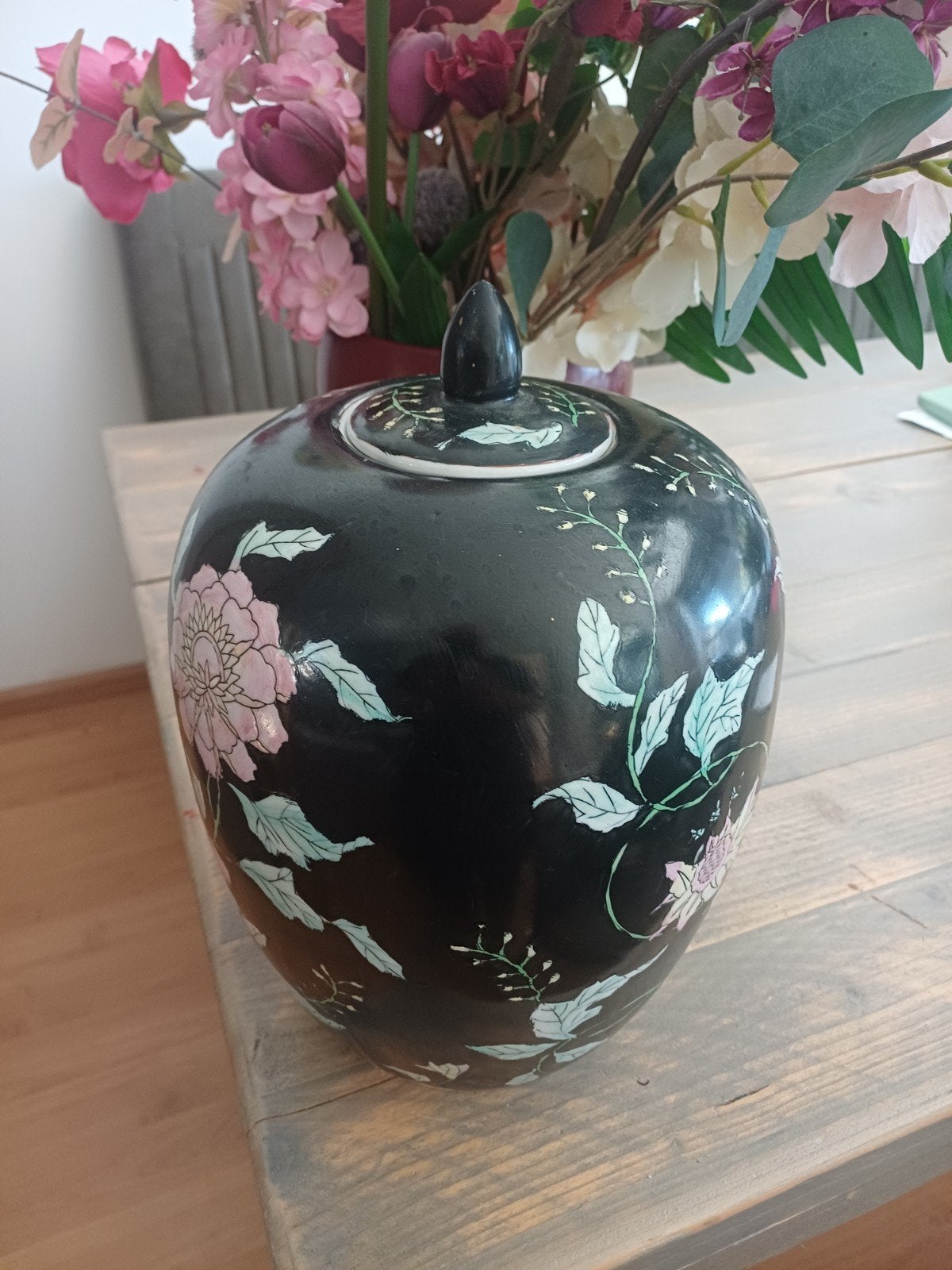 Decoratieve gemberpot met bloemmotief, Ophalen of Verzenden