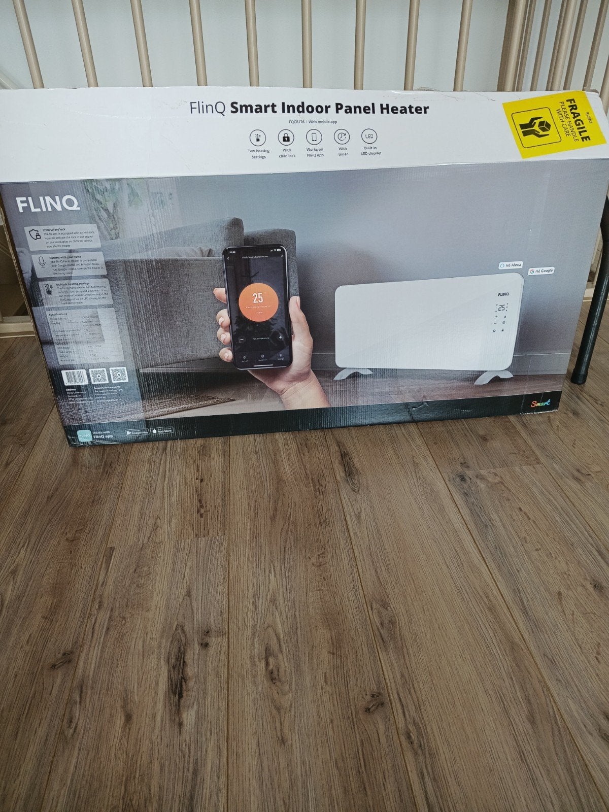 FlinQ Smart Paneelverwarming 1000W en 2000W, Ophalen, 30 tot 80 cm, Kachel, Zo goed als nieuw