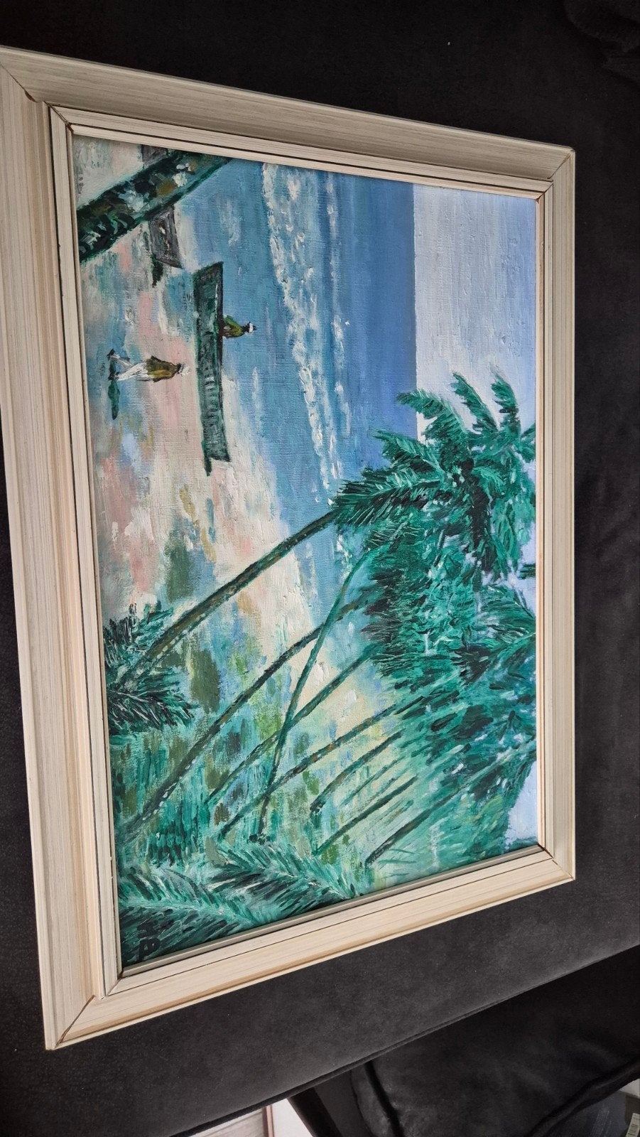 Schilderij H. Brand Delft 1972 - Tropisch Strandgezicht, Doek, Realistisch, Gedateerd, Ophalen of Verzenden