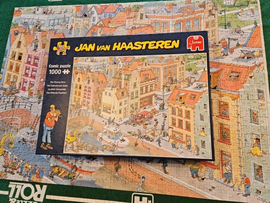 Jan van Haasteren Puzzel 1000 stukjes: Het Ontbrekende Stukj, Ophalen of Verzenden, 500 t/m 1500 stukjes, Zo goed als nieuw, Legpuzzel