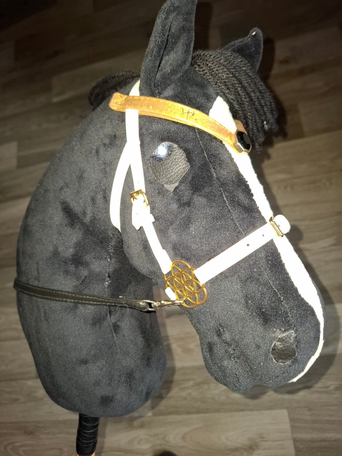 Zwart Hobby Horse met hoofstel, Kinderen en Baby's, Speelgoed | Hobbelfiguren, Ophalen of Verzenden, Gebruikt