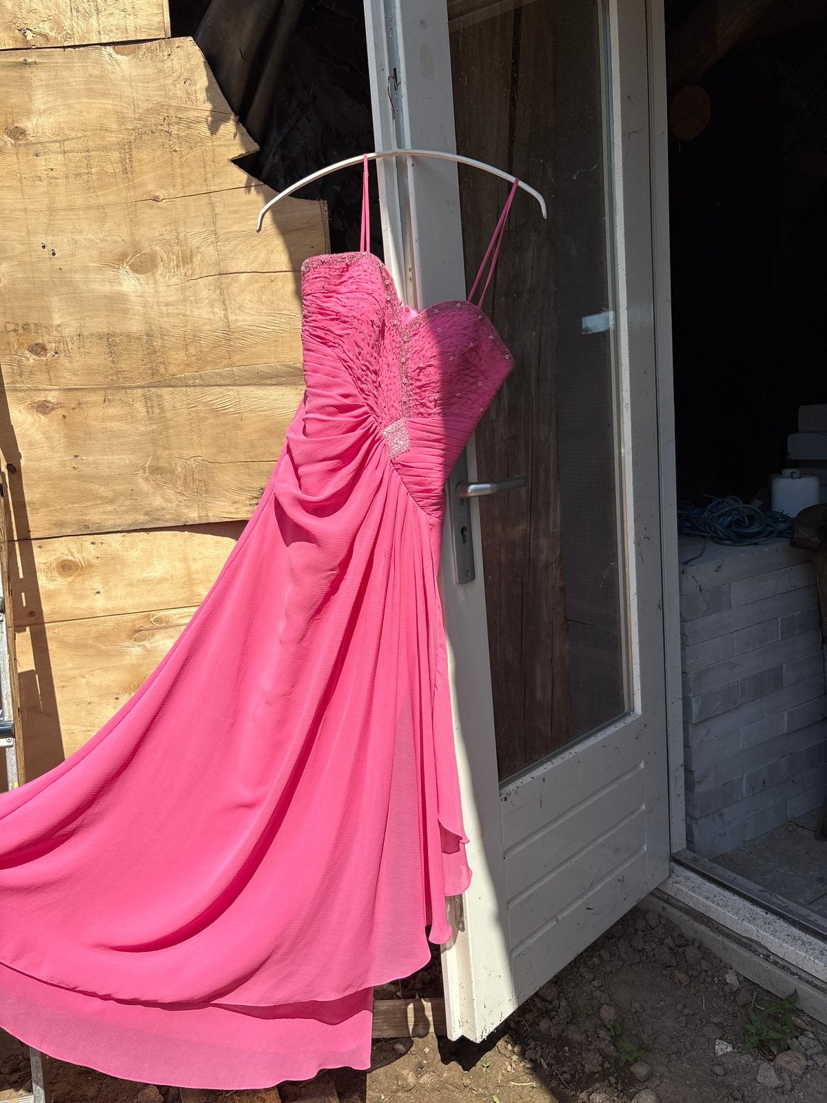 Roze Galajurk met Kralen - Nova Mode Maat 36 (S), Kleding | Dames, Galajurk, Ophalen of Verzenden, Zo goed als nieuw, Roze