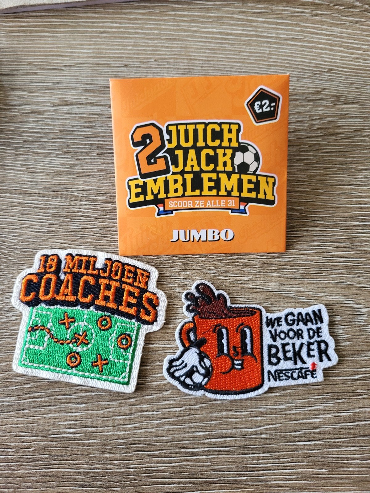 Jumbo Juich Jack Emblemen WK Voetbal, Verzamelen, Ophalen of Verzenden, Nieuw, Sport