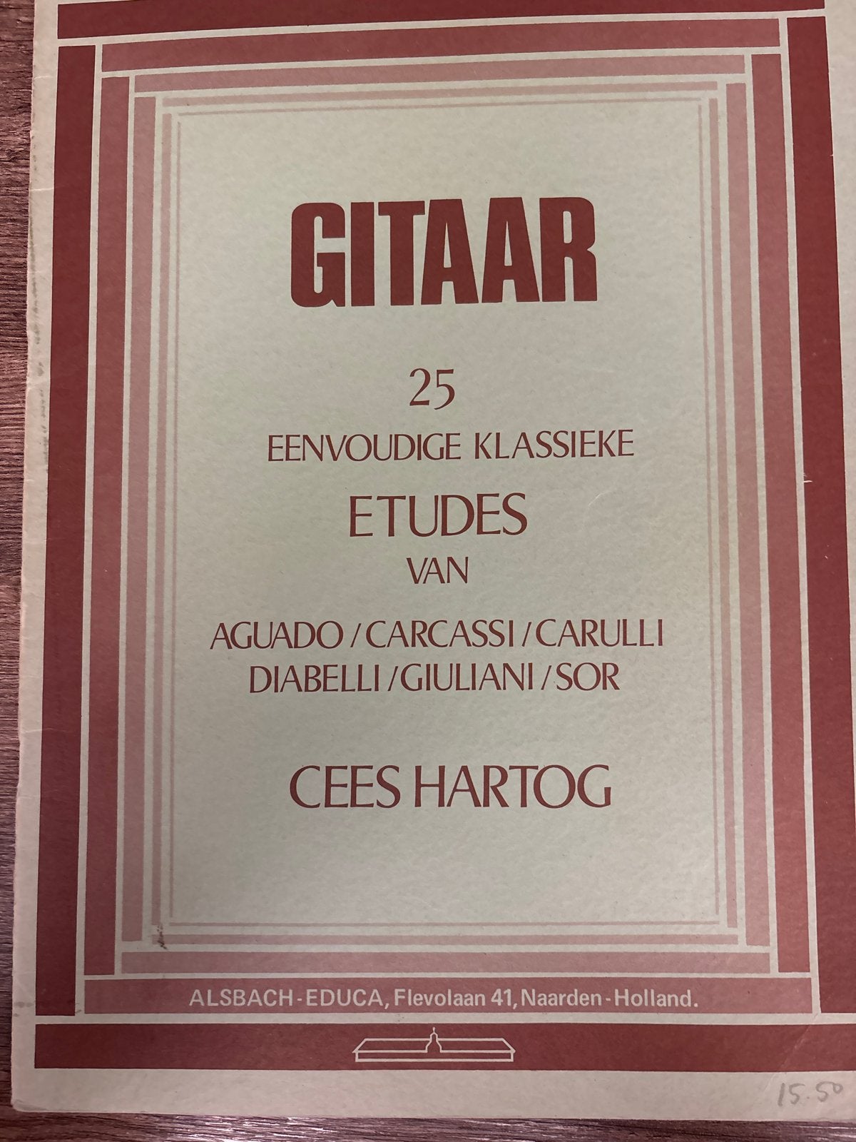Gitaar: 25 Eenvoudige Klassieke Etudes - Cees Hartog, Klassiek, Les of Cursus, Ophalen of Verzenden, Gitaar