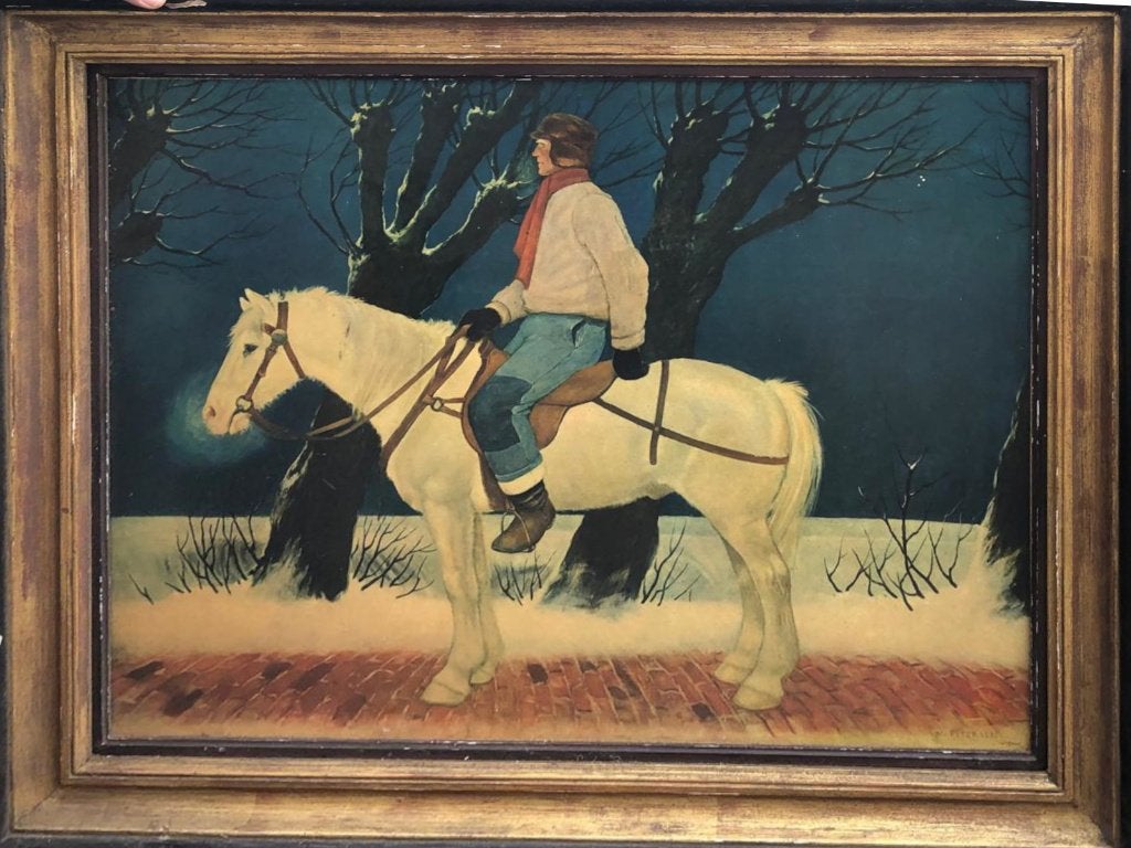 Schilderij met paard en ruiter, Antiek en Kunst, Ophalen, Origineel werk, Overige stijlen, Dieren