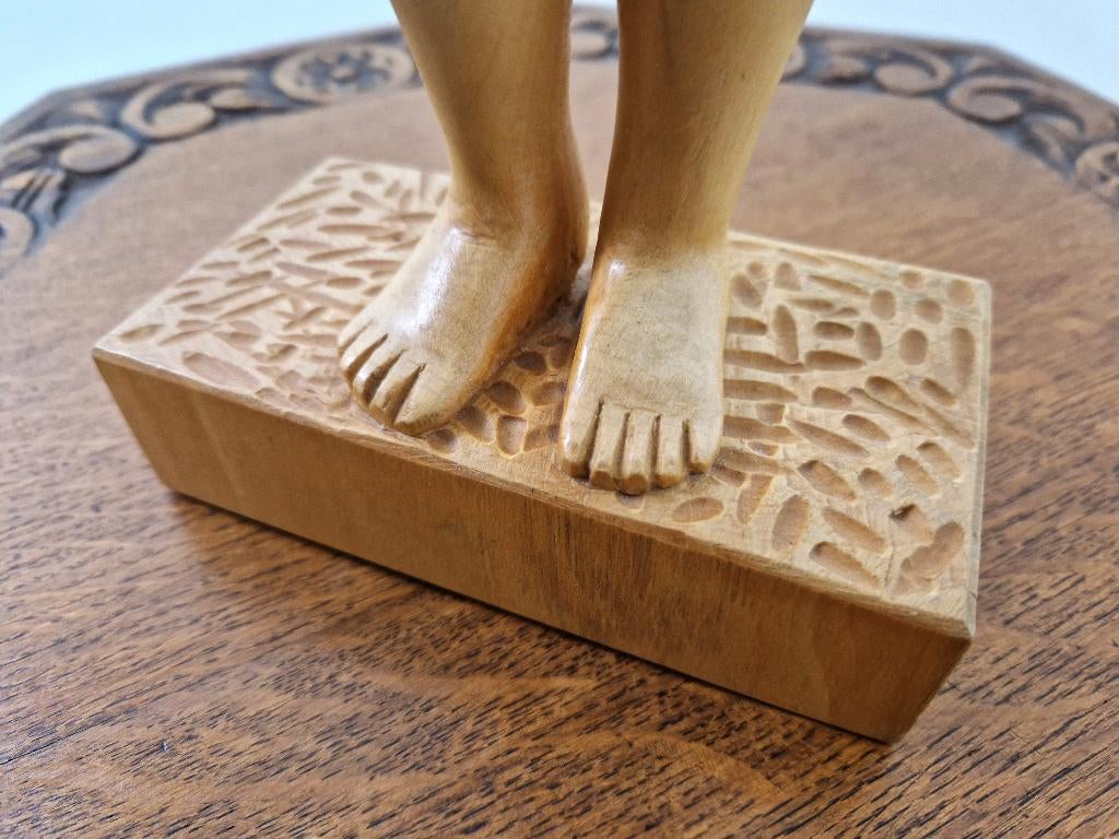 Vintage Houten Sculptuur Vrouw, 1992, Ophalen of Verzenden