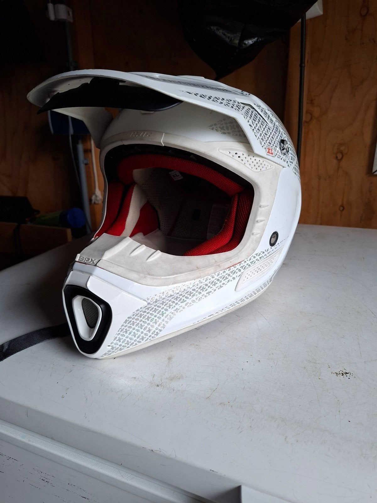 HJC Offroadhelm - Maat XL - Wit, Motoren, Ophalen of Verzenden, Tweedehands, Heren, Offroadhelm
