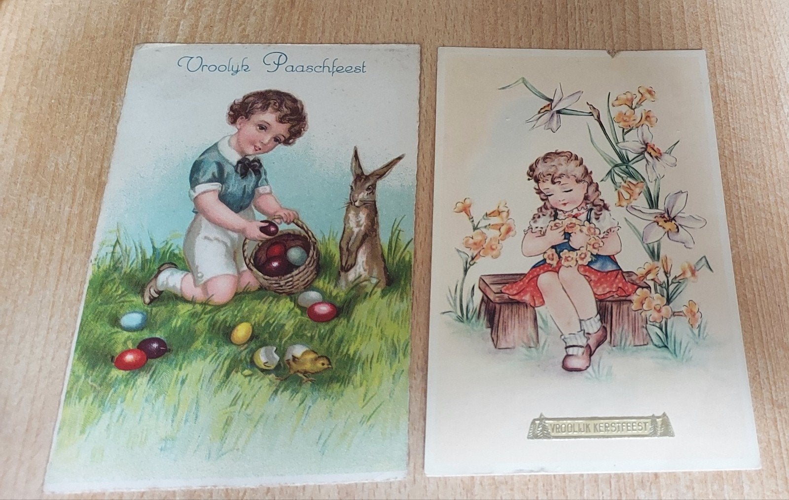"Vroolijk Kerstfeest"/Vroolijk Paaschfeest", Verzamelen, Ophalen of Verzenden, 1920 tot 1940, Ongelopen, Feest(dag)