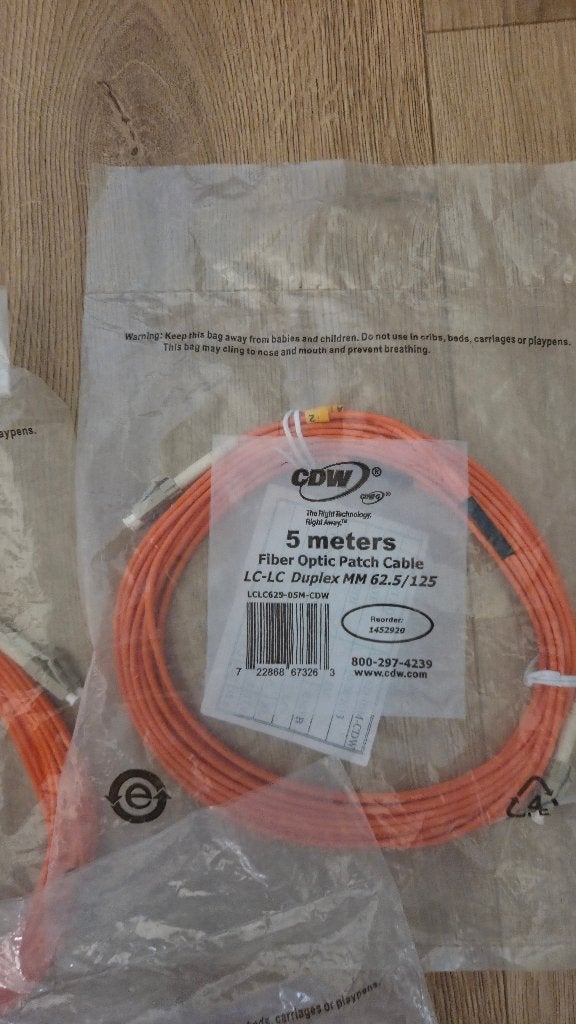 CDW 5 METERS FIBER PATCH CABLE LC-LC DUPLEX MM 62.5/125, Ophalen of Verzenden, Nieuw