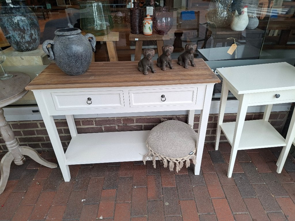 Landelijke sidetable wit/blank, Ophalen, 100 tot 150 cm, Overige houtsoorten, Landelijk