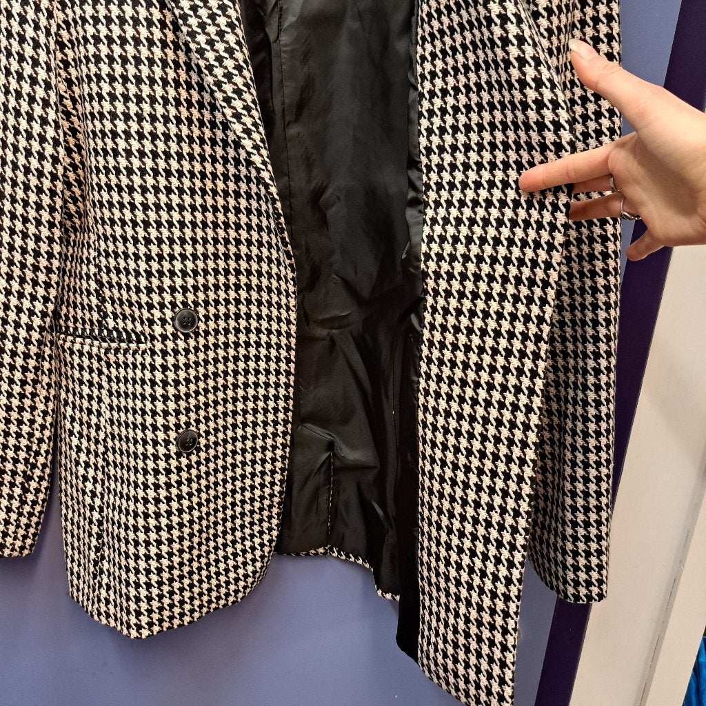 Maicazz blazer open langer model beige/zwart/ecru L nr 47366, Maicazz, ., Zwart, Maat 42/44 (L)