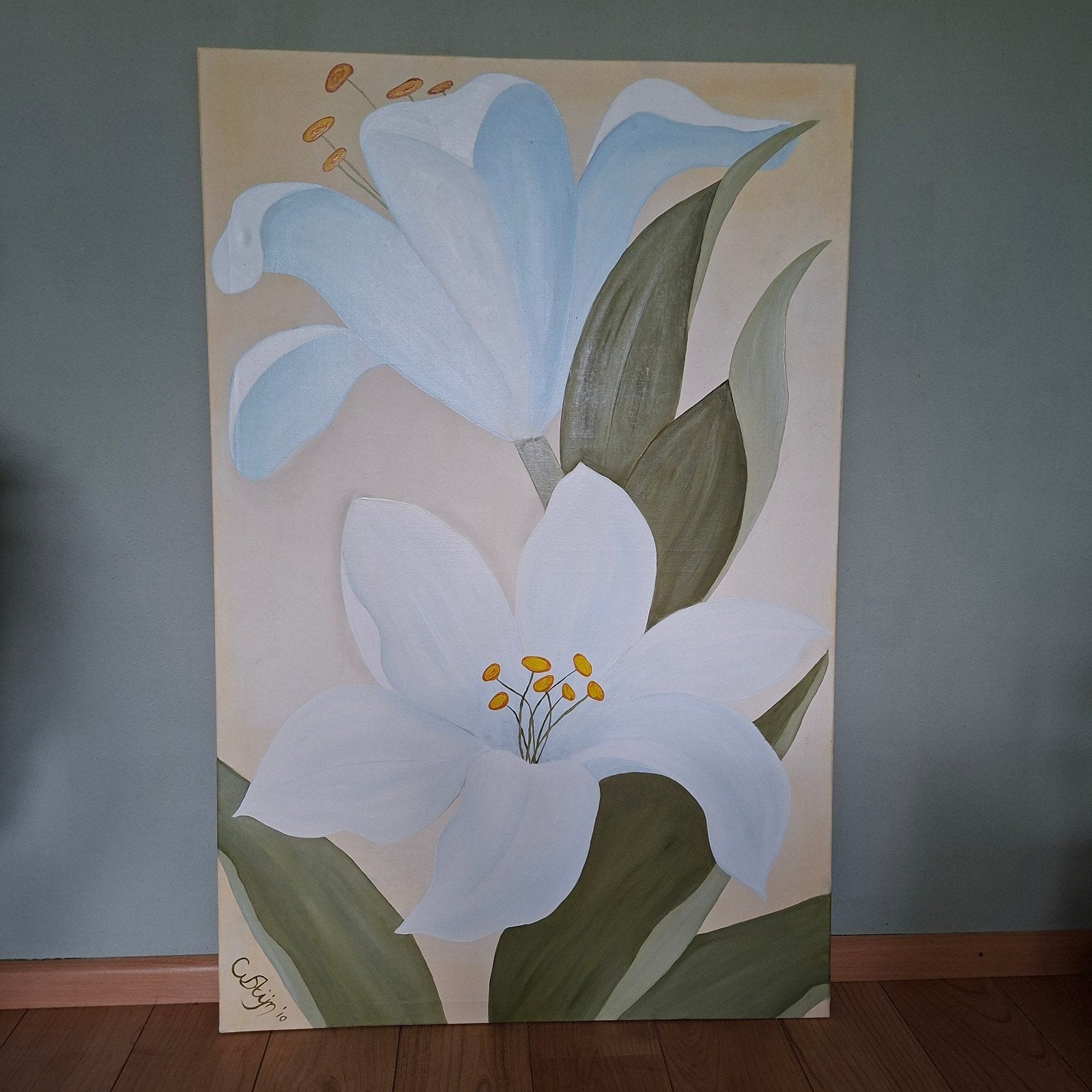 Schilderij olieverf Lelies, Ophalen of Verzenden