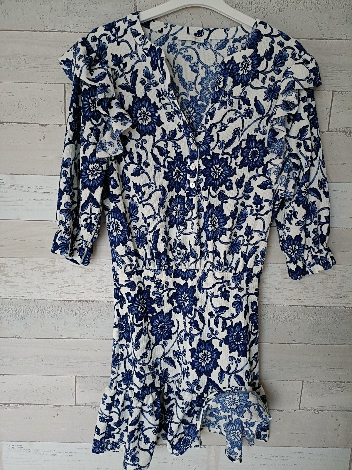 Zara jurk met blauw-wit bloemenpatroon maat M, Kleding | Dames, Maat 38/40 (M), Blauw, Zara, Ophalen of Verzenden
