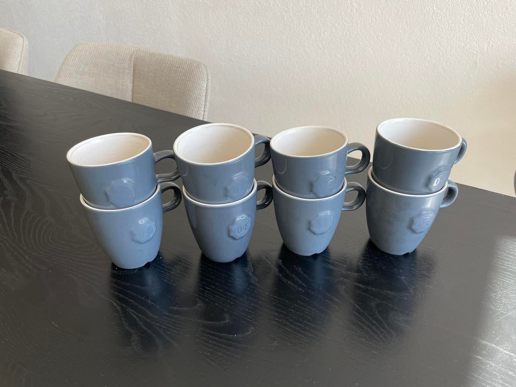 Douwe egberts koffie kopjes incl schotel 8 stuks, Ophalen, Zo goed als nieuw, Overige stijlen, Kop(pen) en/of Schotel(s)